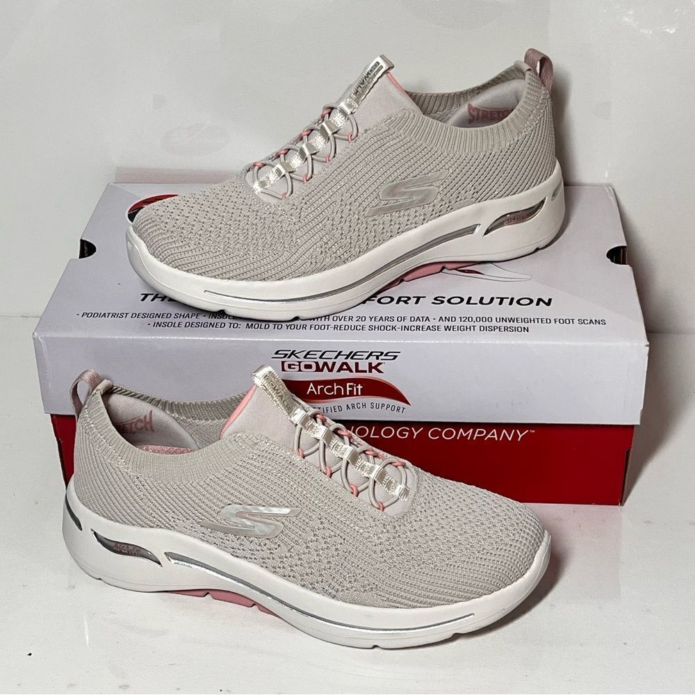 Skechers GOwalk Arch Fit Crystal Waves Vegan Washable Bungee Sneakers
